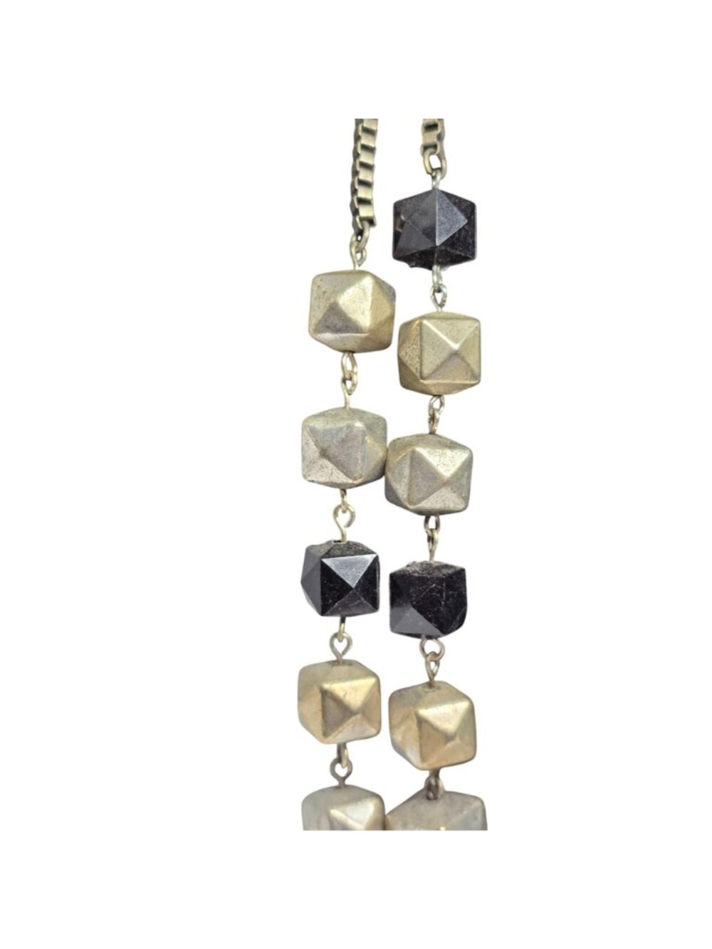 Ruby Rd Layered Statement Necklace Gold Silver Tone Black Geometric Beaded Adjus - Picture 5 of 9